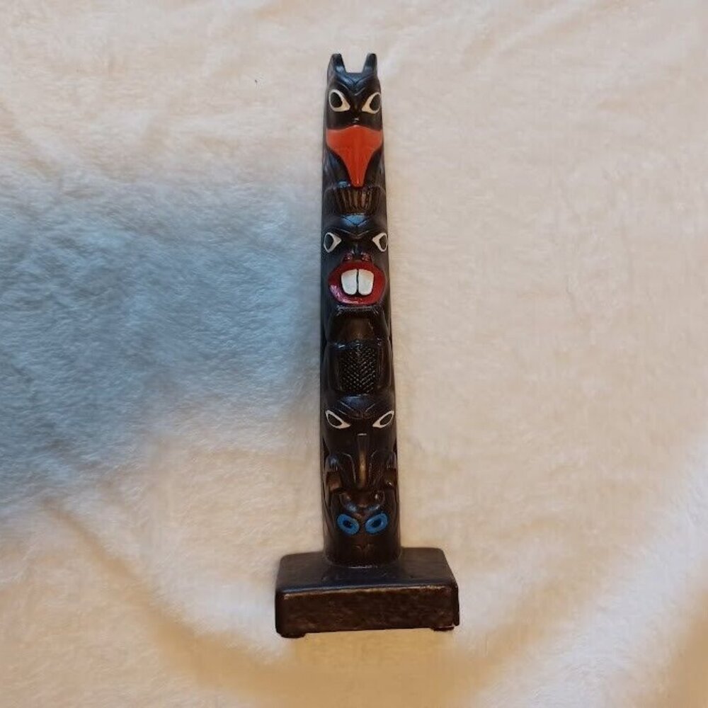 Vintage Authentic Alaska Craft Resin Totem Pole‎ Figurine 9" Made in Alaska
